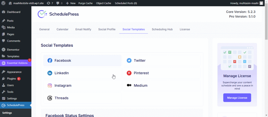 Increase Blog Traffic: How to Auto-Share Blog Posts on Social Media 7 Set status template in SchedulePress