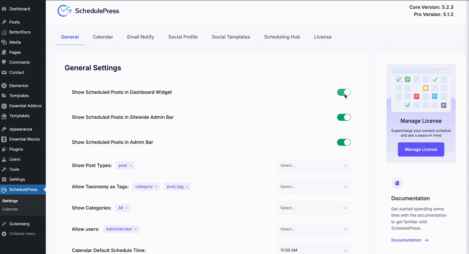 Schedule documentation