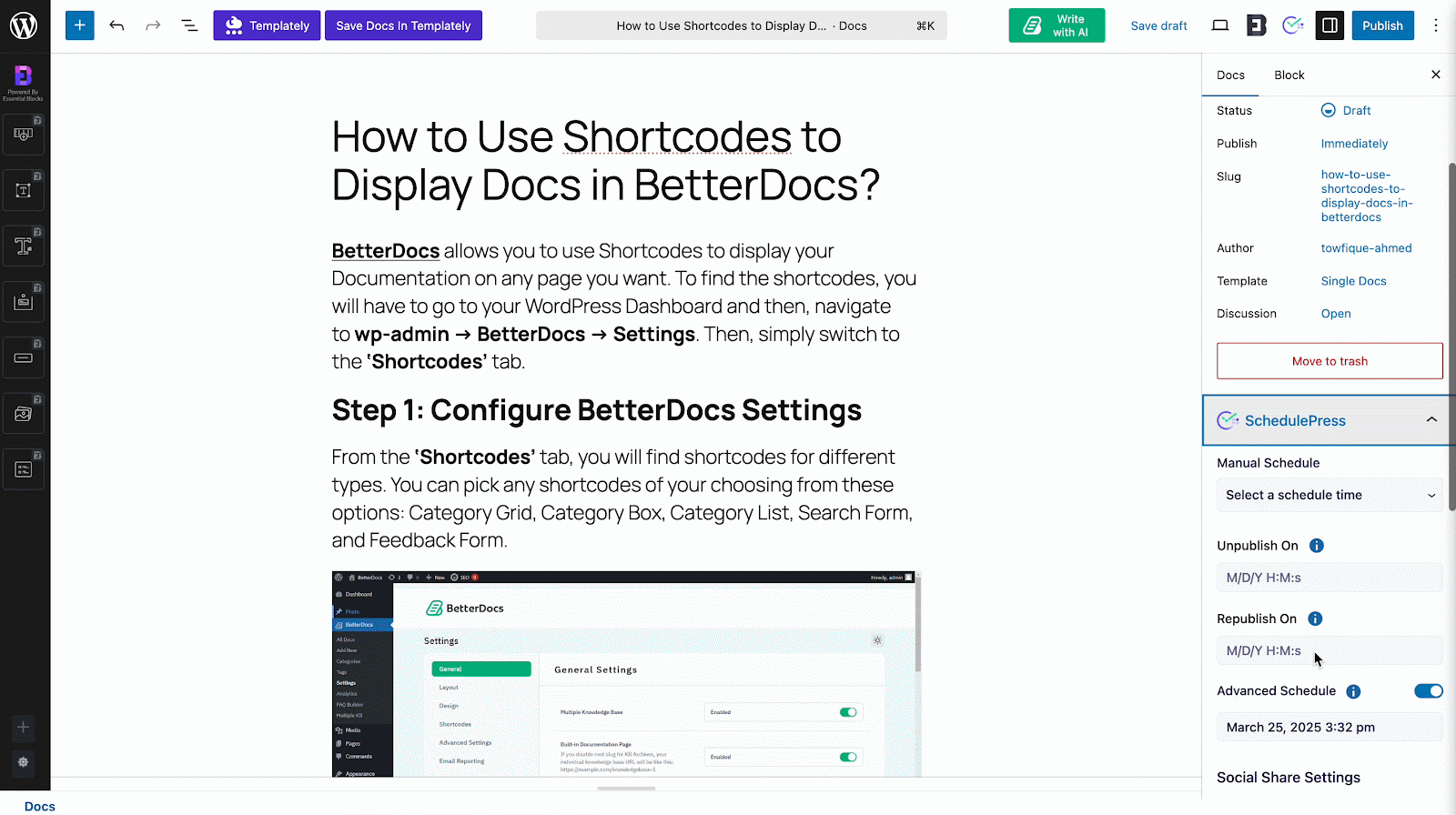 Schedule documentation