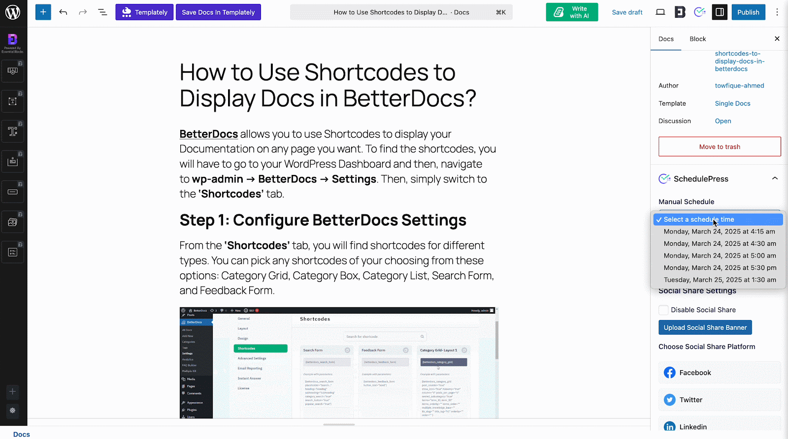 Schedule documentation
