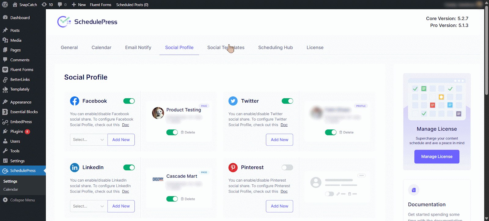 Check default social templates