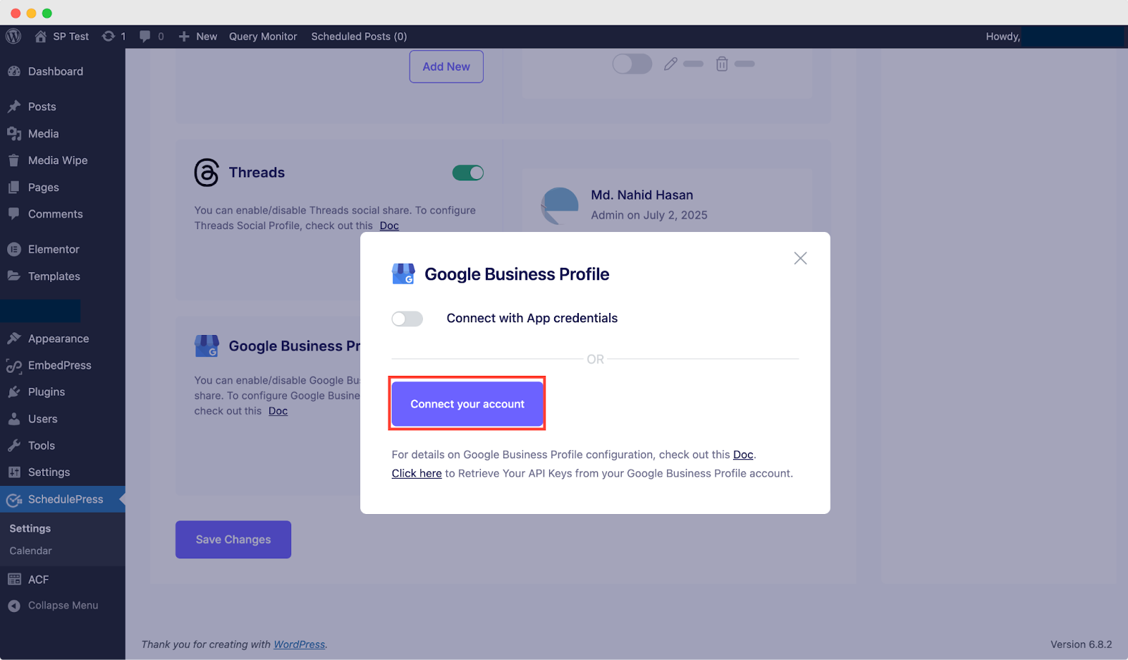 Simplify Local Marketing: How to Automatically Share WordPress Posts on Google Business Profile? 4 Connect Your Account