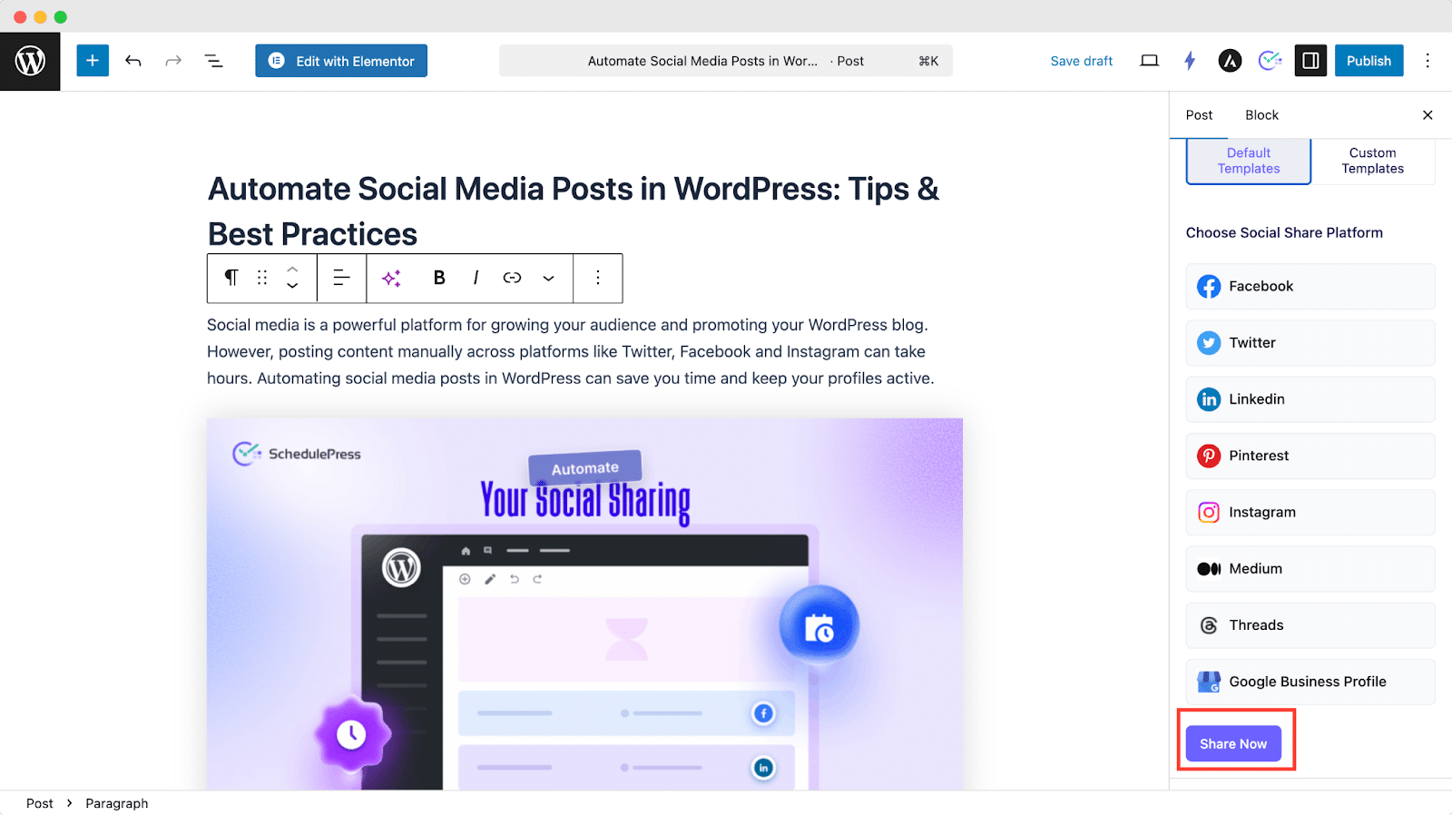 Share WordPress Posts on Google Business Profile published or scheduled