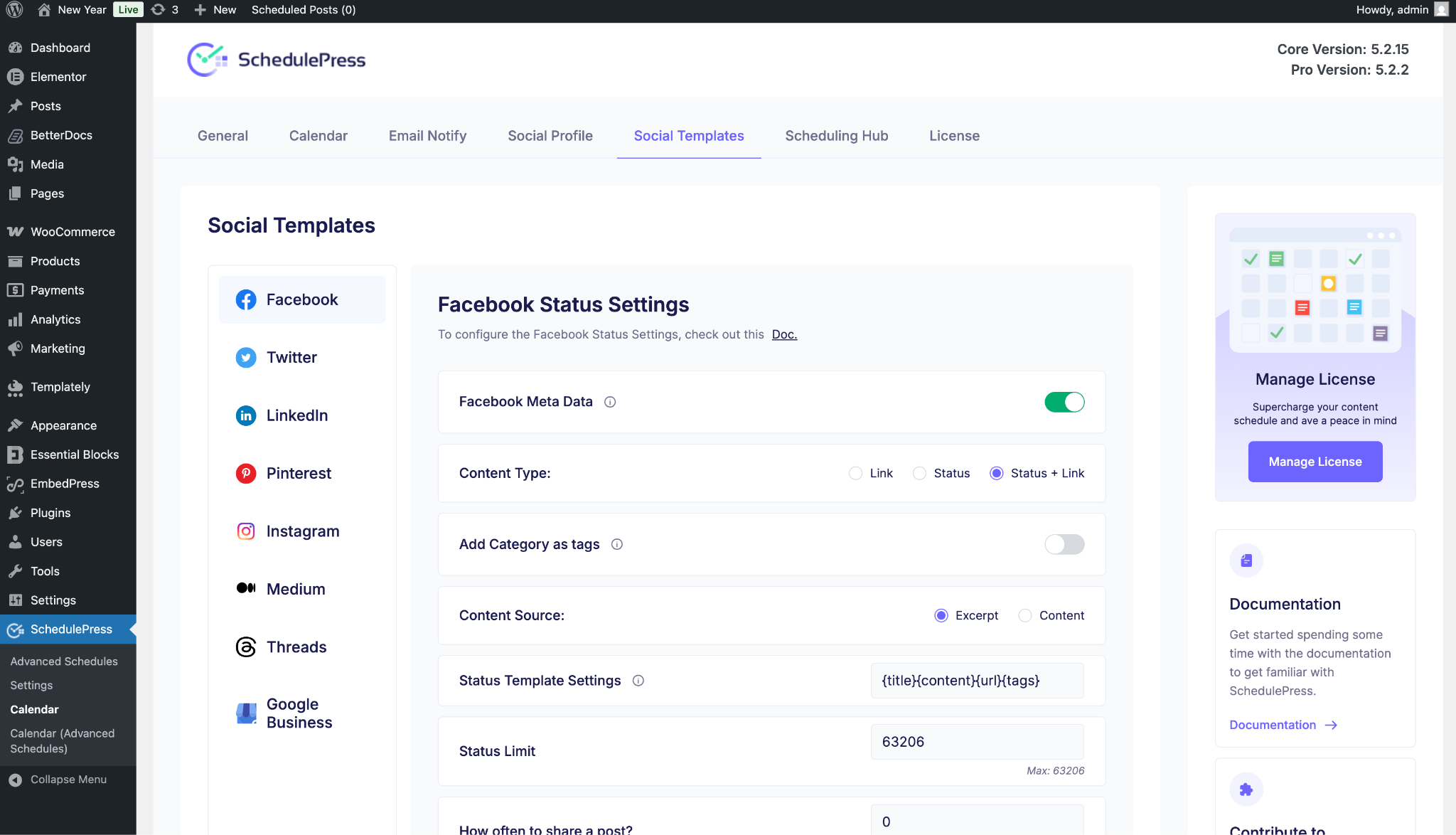 social media management in WordPress
